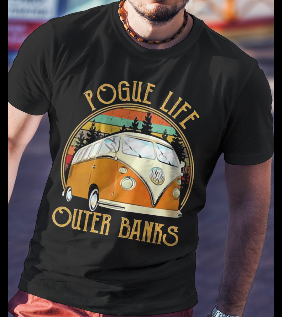 Pogue Life Outer Banks Volkswagen Vintage Van Retro Sunset T-Shirt
