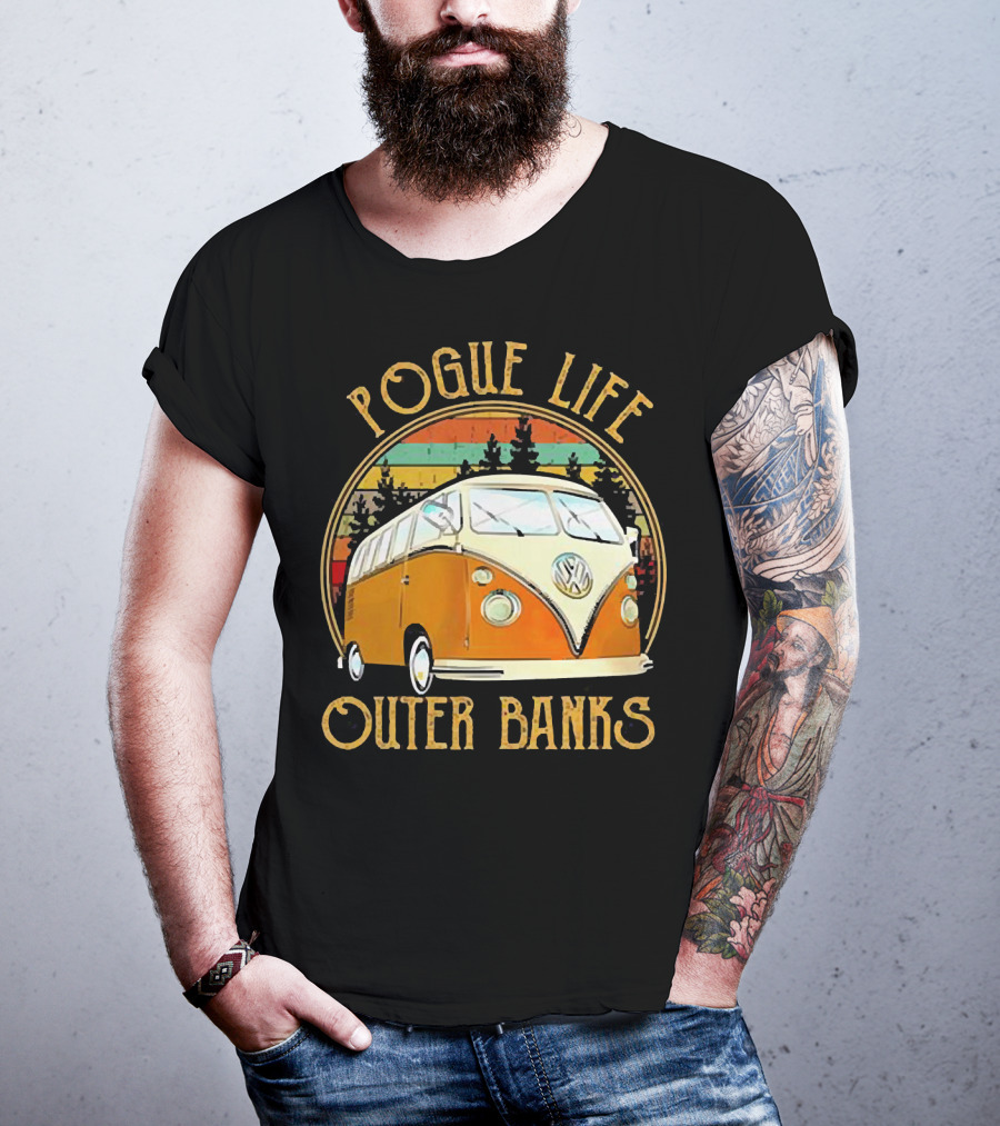 Pogue Life Outer Banks Volkswagen Vintage Van Retro Sunset T-Shirt
