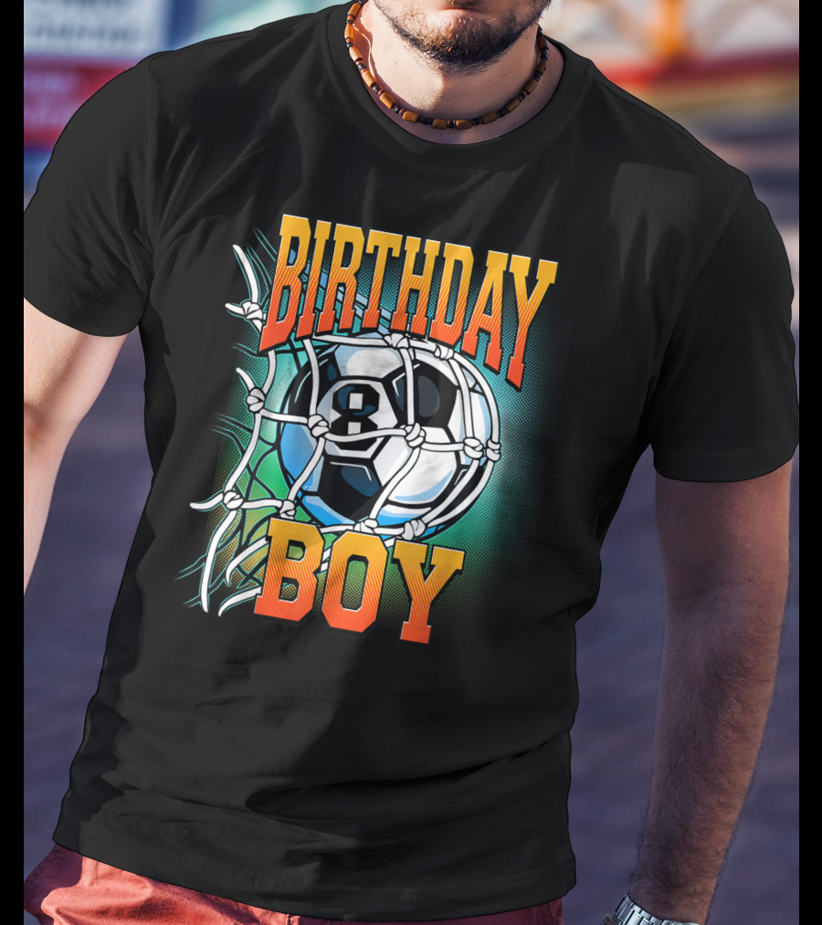 Birthday Boy Soccer Eight 8 Year Old Birthday T-Shirt