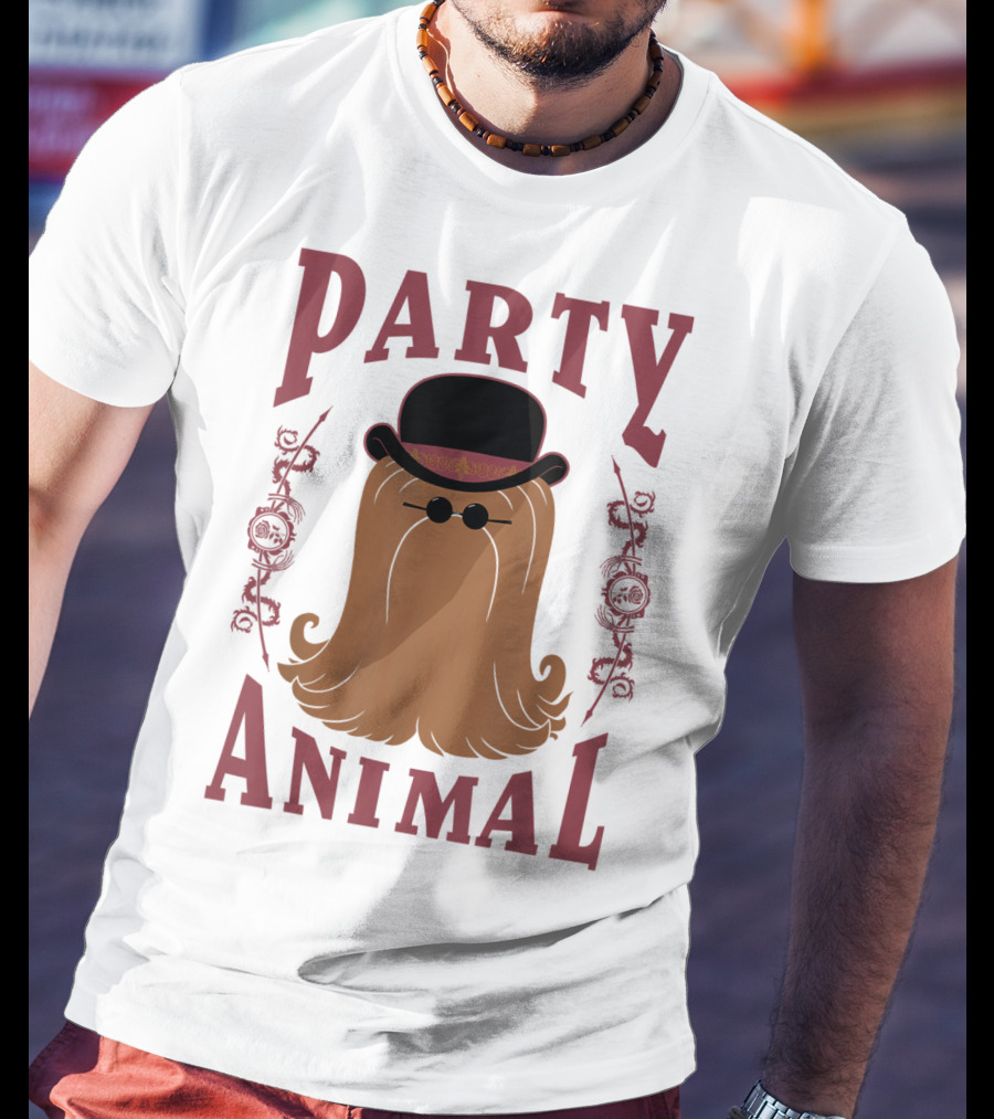 Addams Family Cousin It Party Animal Top Hat And Sunglasses T-Shirt
