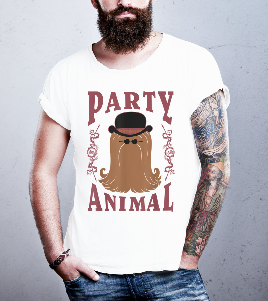 Addams Family Cousin It Party Animal Top Hat And Sunglasses T-Shirt