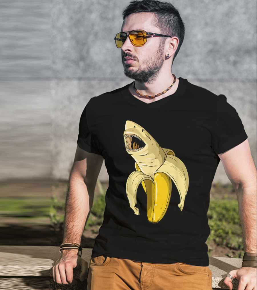Banana Shark Banana Themed Shark Themed Party Banana Shark T-Shirt