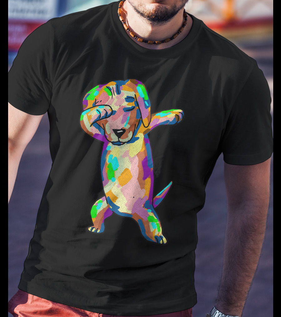 Colorful Dabbing Wiener Dog Funny Dachshund Dab T-Shirt