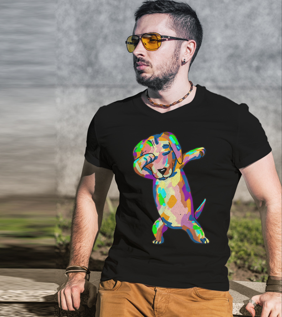 Colorful Dabbing Wiener Dog Funny Dachshund Dab T-Shirt
