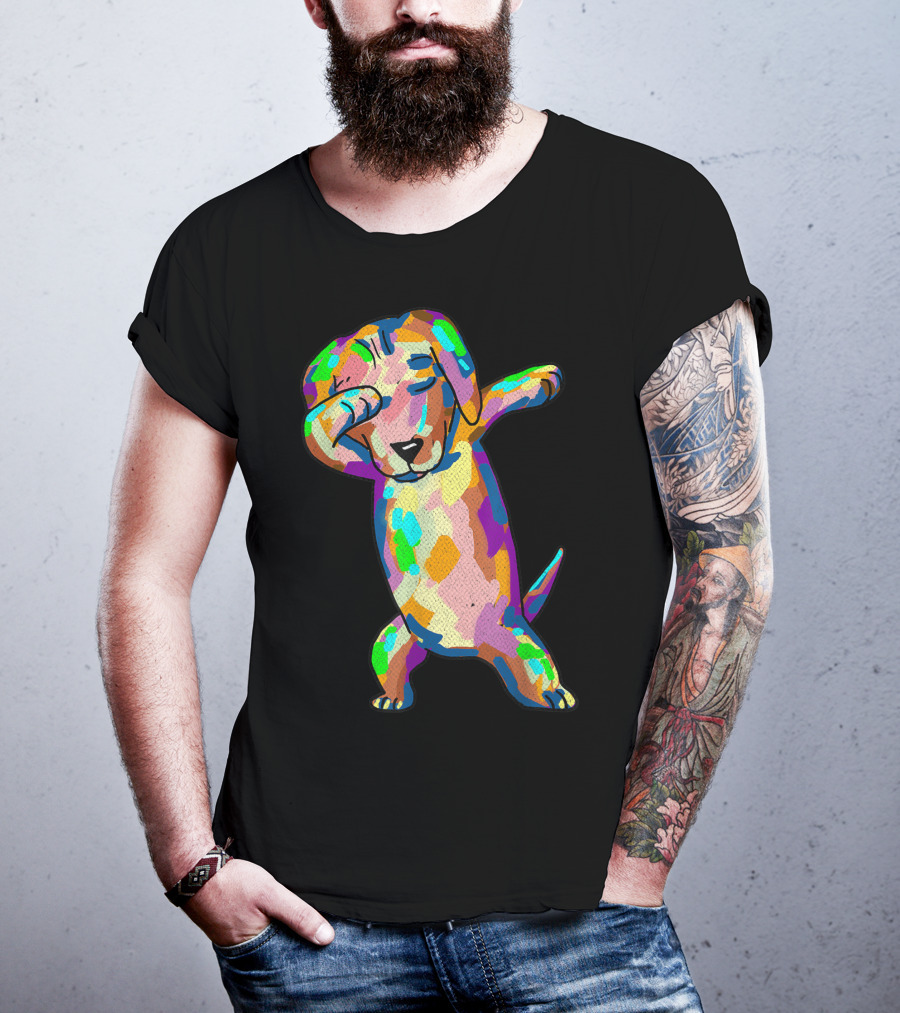 Colorful Dabbing Wiener Dog Funny Dachshund Dab T-Shirt