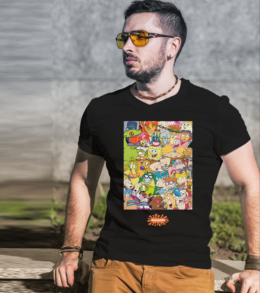 Nickelodeon 90s Cartoon Characters Compilation Group Shot T-Shirt