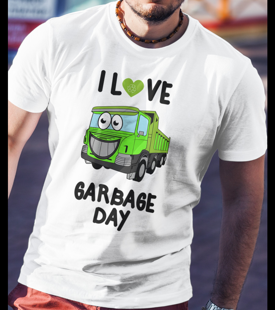 I Love Garbage Day Vintage Style Cartoon Garbage Truck T-Shirt