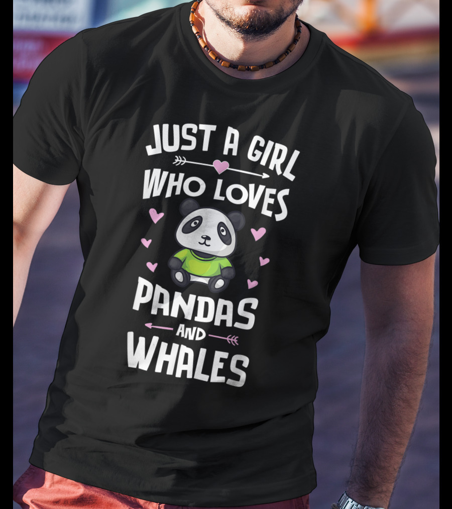 Just A Girl Who Loves Pandas And Whales Cute Panda Heart Arrows T-Shirt