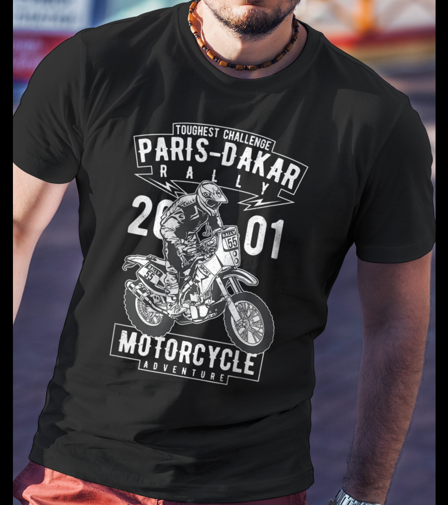 Toughest Challenge Paris-Dakar Rally 2001 Motorcycle Adventure T-Shirt