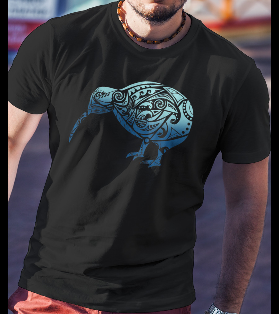Polynesia Maori Kiwi Bird Ocean Blue T-Shirt
