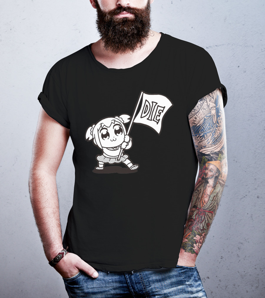 Pop Team Epic Popuko Holding Die Banner T-Shirt