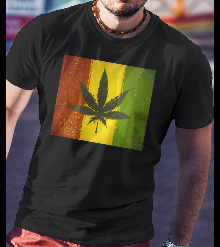 Rasta Jamaican Marijuana Leaf Legalized Pot Flag T-Shirt