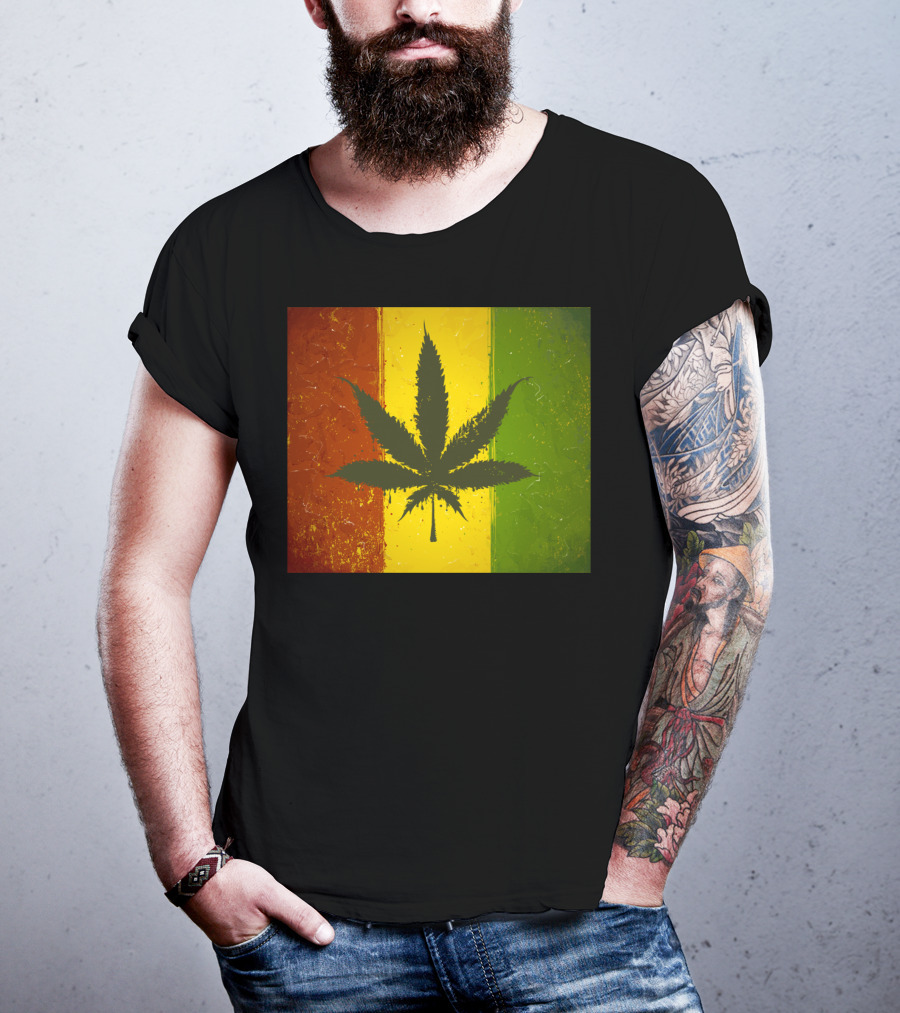 Rasta Jamaican Marijuana Leaf Legalized Pot Flag T-Shirt
