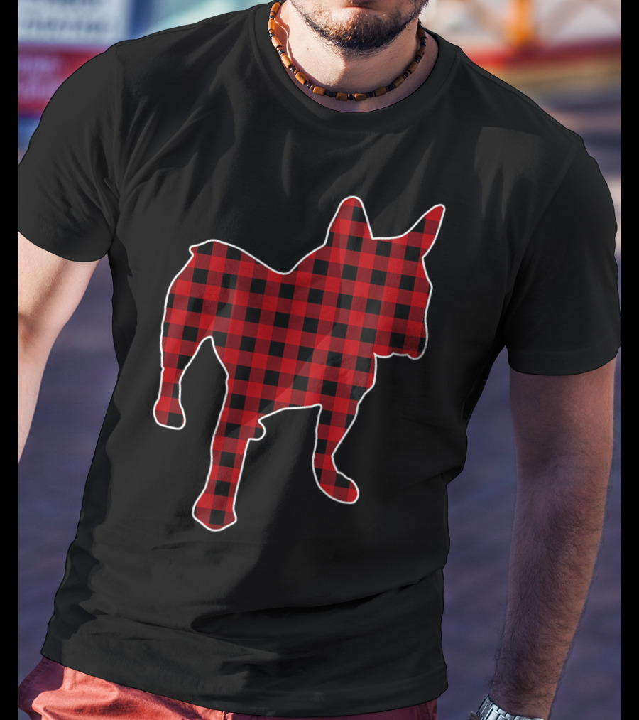 French Bulldog Red Buffalo Plaid Christmas T-Shirt