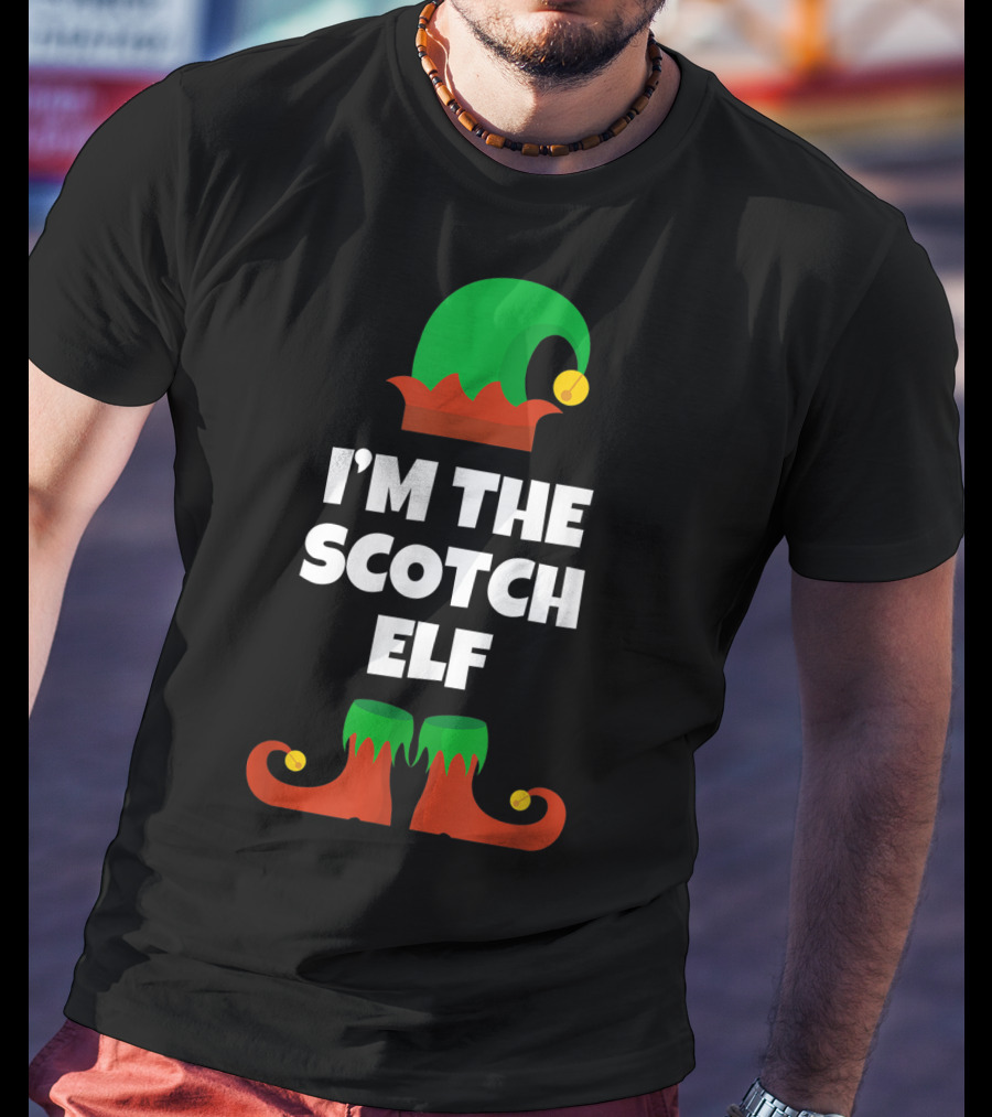 I'm The Scotch Elf Christmas Hat And Shoes T-Shirt