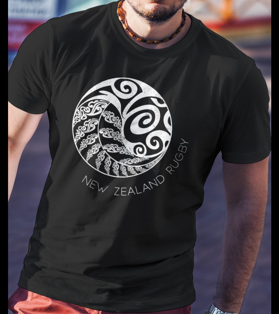 New Zealand Rugby Maori Inspired Kiwi Silver Spiral T-Shirt