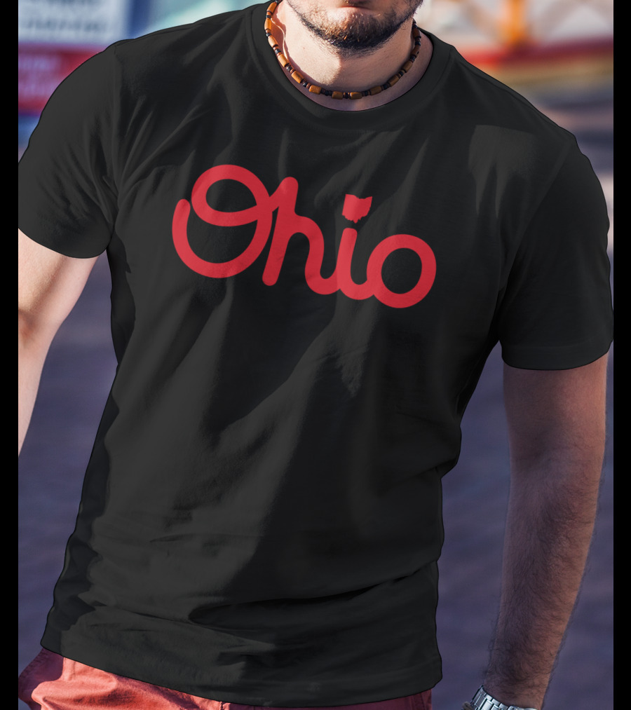 Ohio Script Ohioan State Pride With Iconic Red Text And Outline T-Shirt