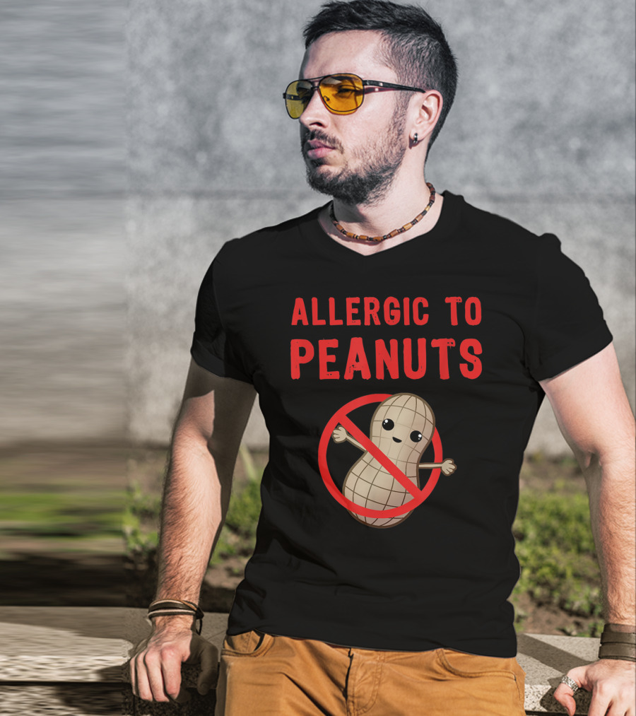 Allergic To Peanuts Cute Cartoon Peanut With No T-Shirt