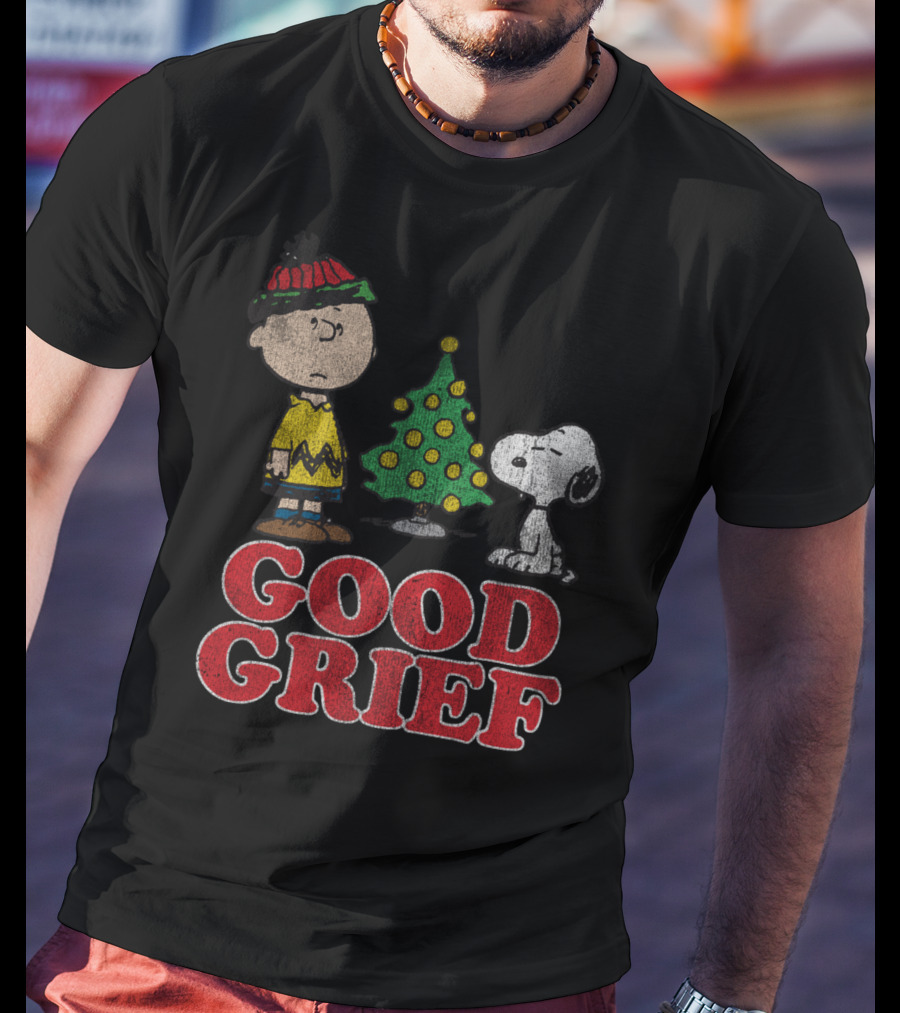 Good Grief Peanuts Holiday Snoopy And Charlie Christmas Tree T-Shirt