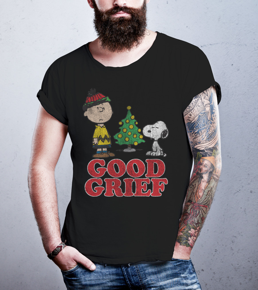 Good Grief Peanuts Holiday Snoopy And Charlie Christmas Tree T-Shirt