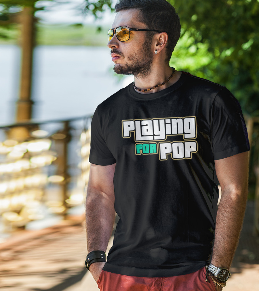 Playing For Pop Grand Theft Auto Font T-Shirt