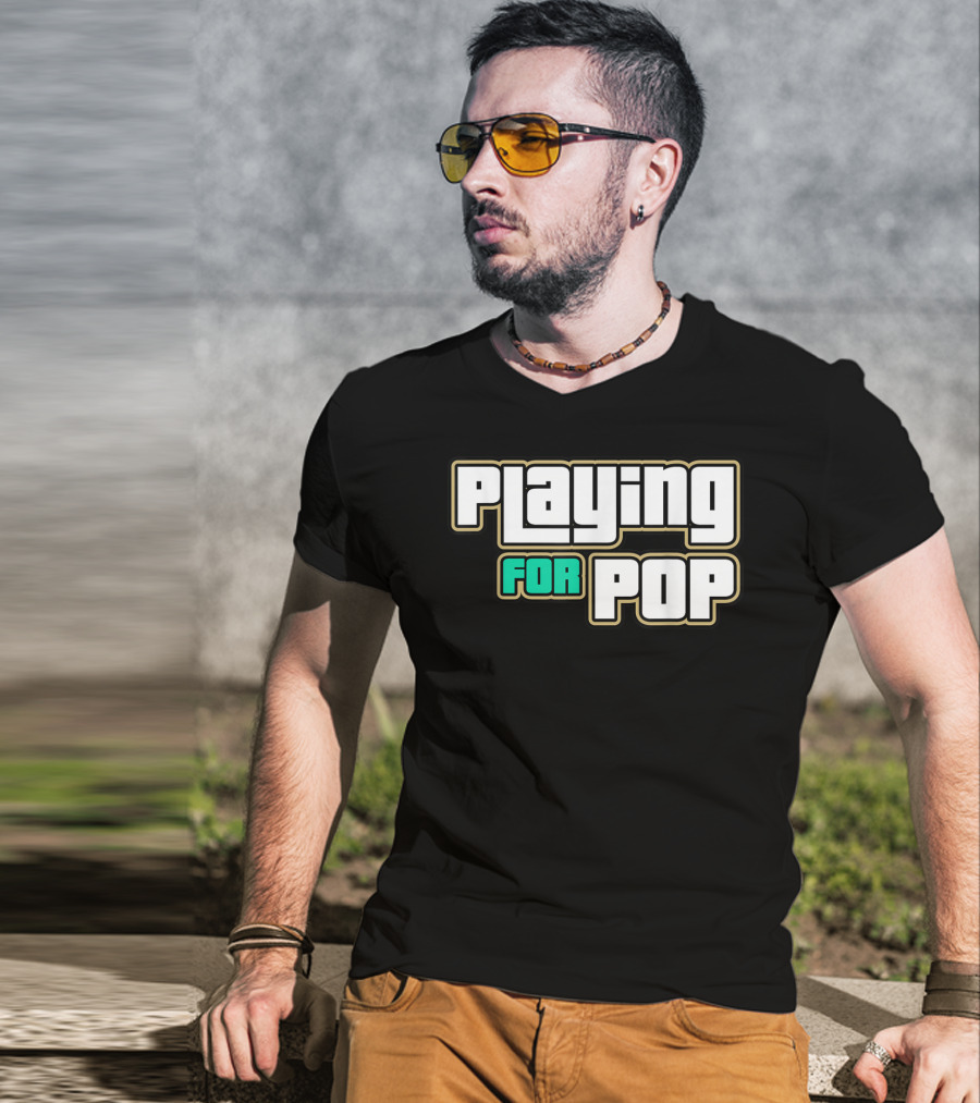 Playing For Pop Grand Theft Auto Font T-Shirt