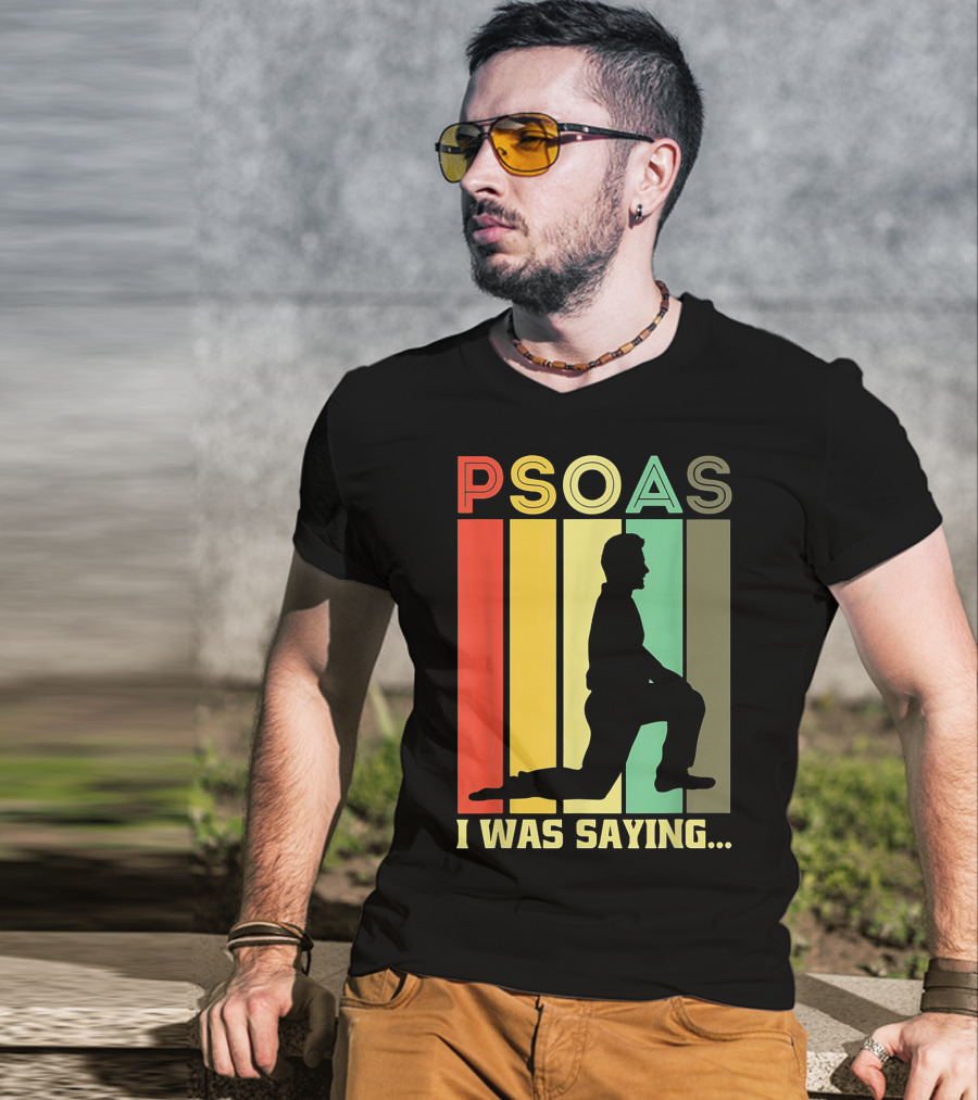 Psoas I Was Saying Retro Silhouette On Color Stripes T-Shirt