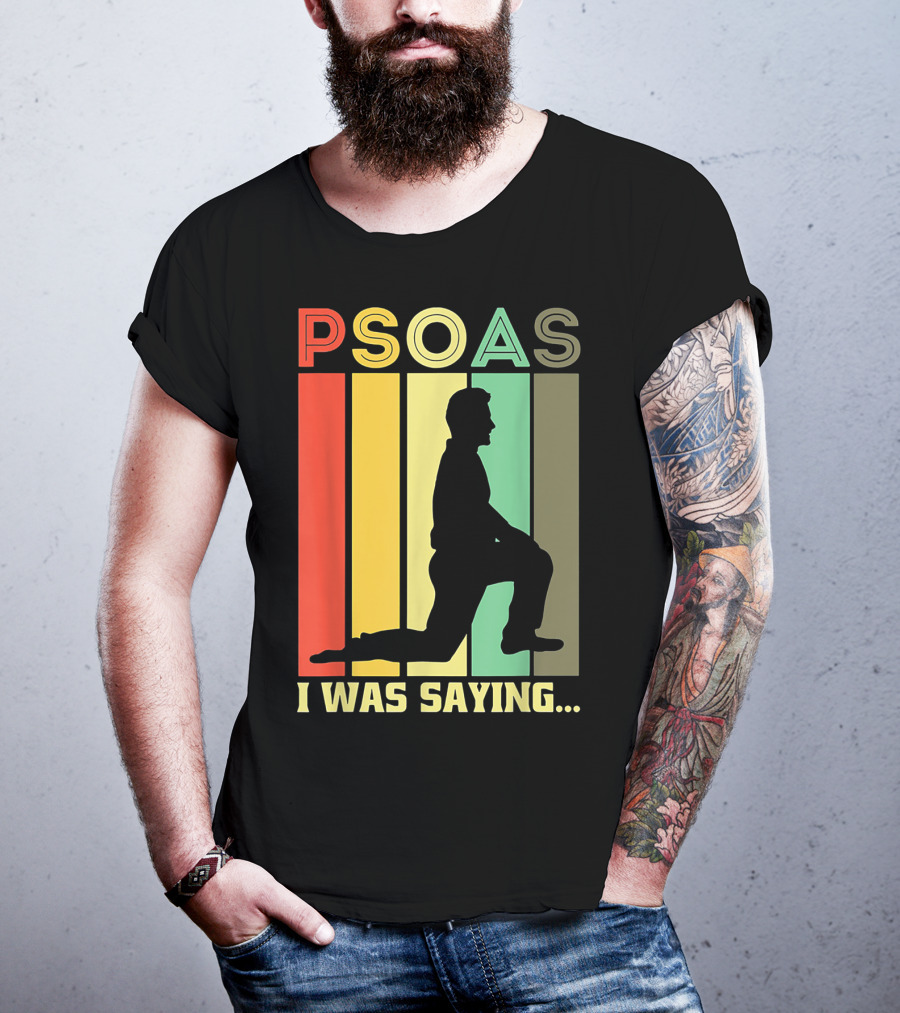 Psoas I Was Saying Retro Silhouette On Color Stripes T-Shirt