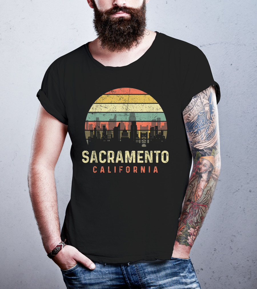 Sacramento California Skyline Vintage Sunset T-Shirt
