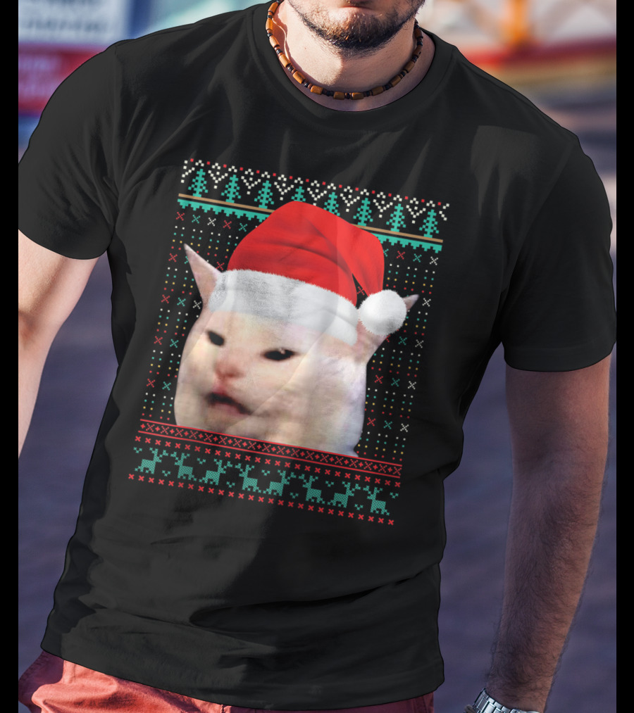 Santa Cat Ugly Christmas Merry T-Shirt