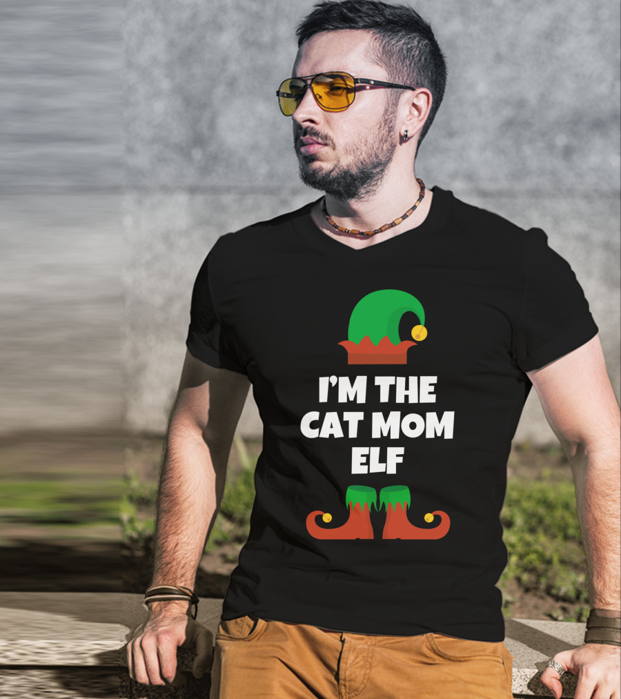 I'm The Cat Mom Elf Holiday T-Shirt