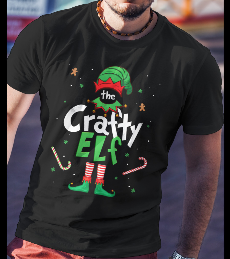The Crafty Elf Christmas Xmas Family Candy Cane Gingerbread T-Shirt