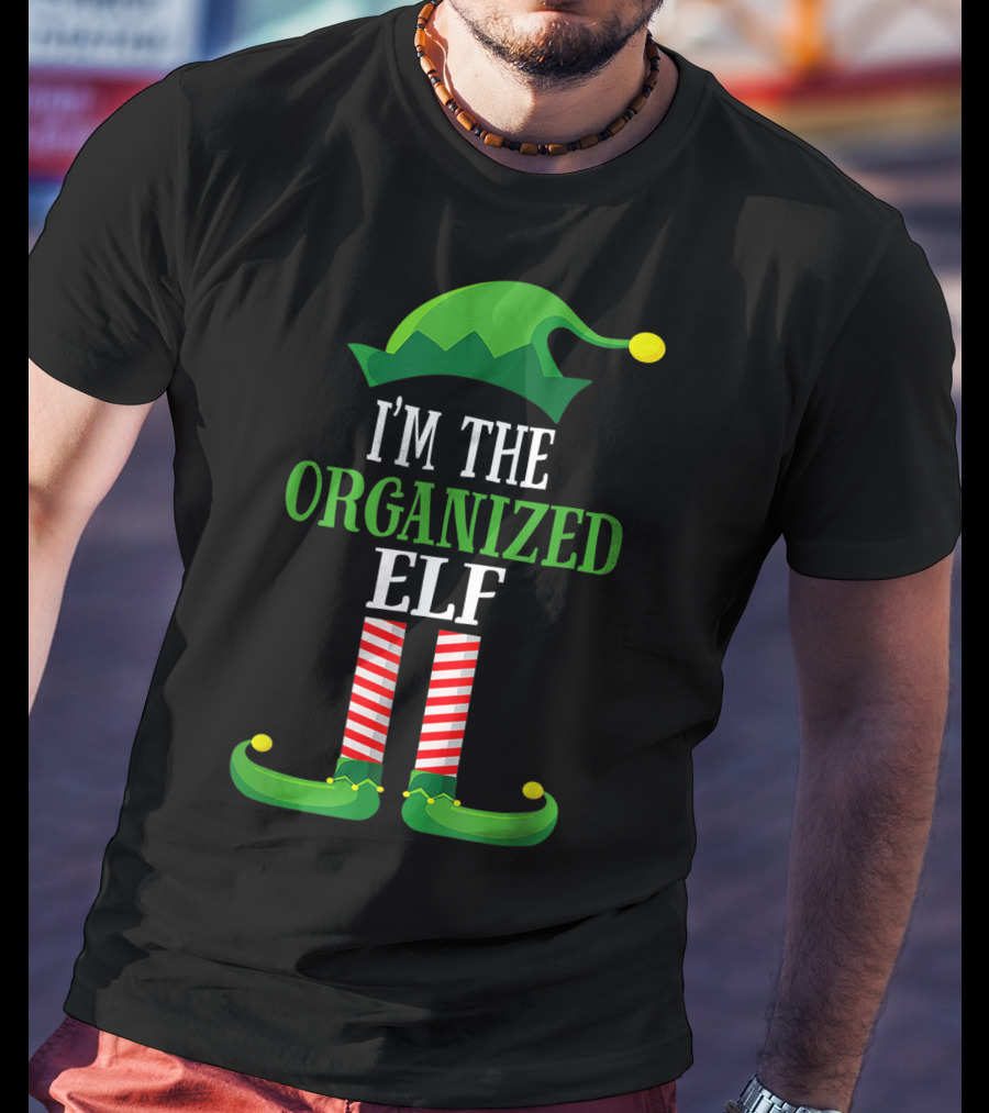 I'm The Organized Elf Festive Hat And Striped Socks Family Group T-Shirt