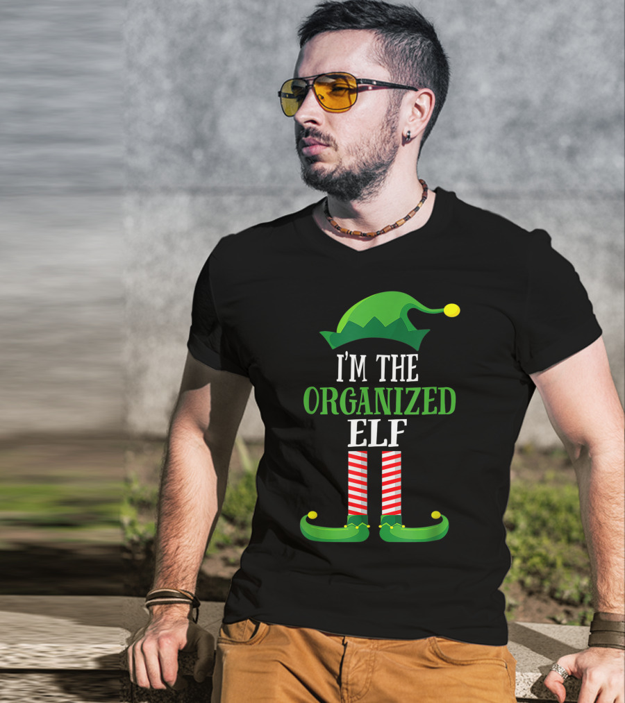 I'm The Organized Elf Festive Hat And Striped Socks Family Group T-Shirt