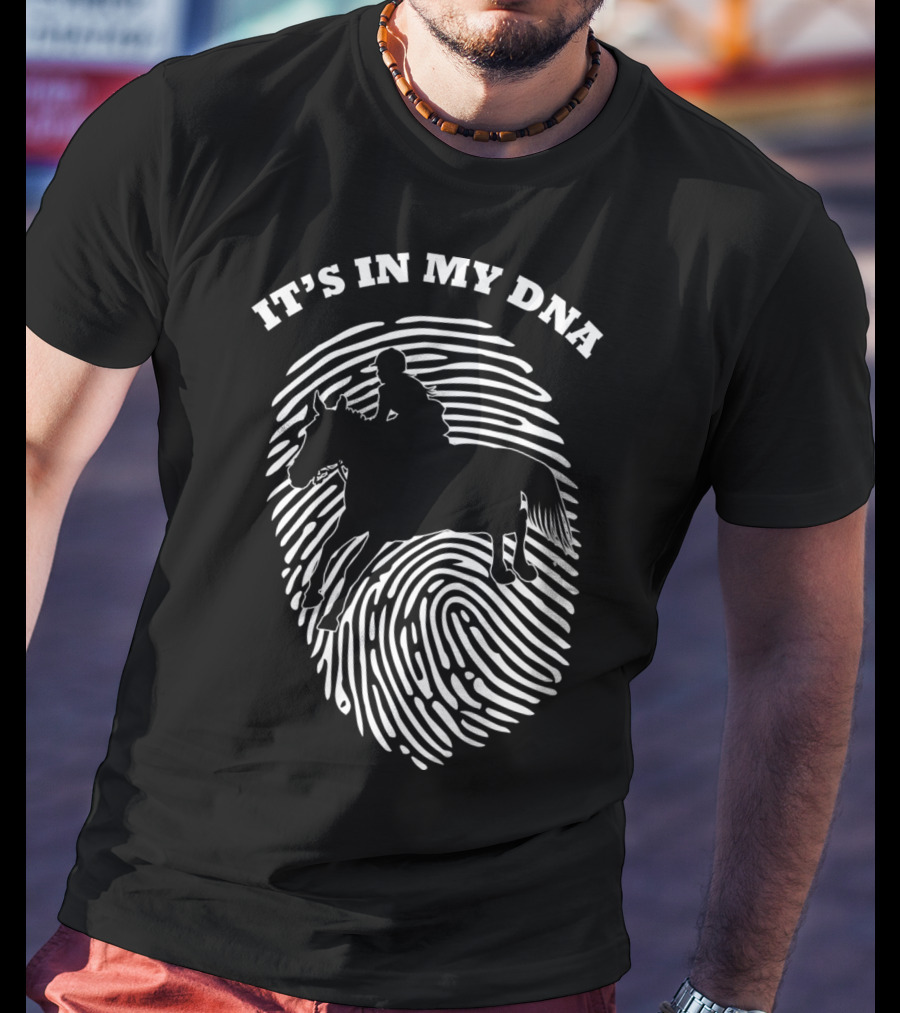 It's In My DNA Equestrian Horse Racer Fingerprint T-Shirt