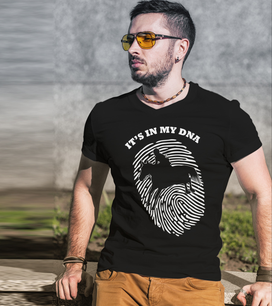 It's In My DNA Equestrian Horse Racer Fingerprint T-Shirt
