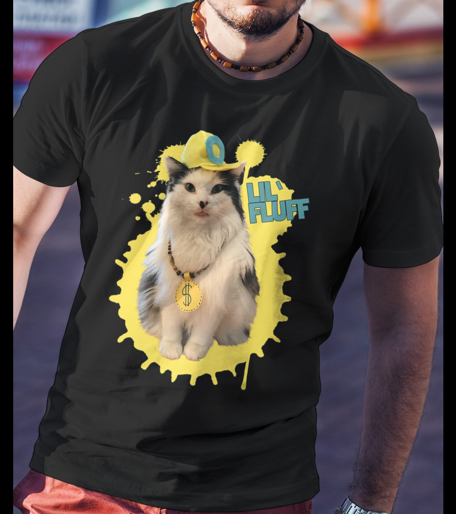 Lil' Fluff Cool Cat With Dollar Sign Necklace And Cap T-Shirt