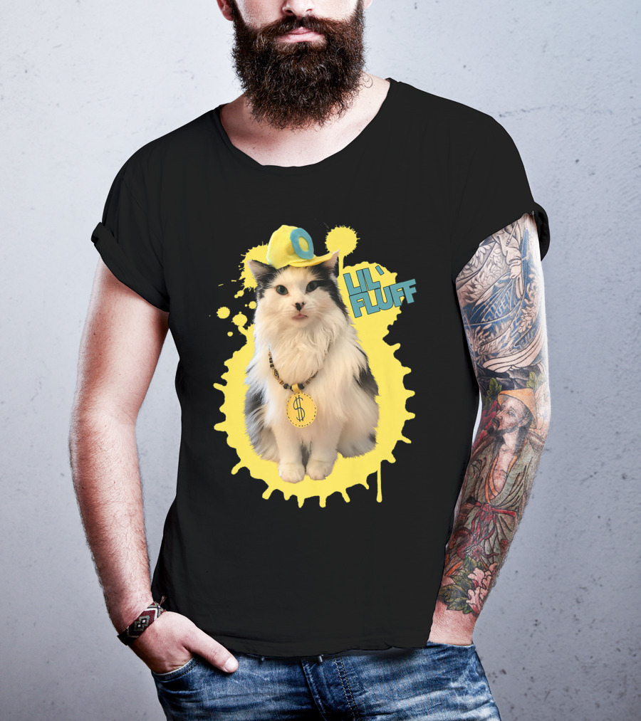 Lil' Fluff Cool Cat With Dollar Sign Necklace And Cap T-Shirt