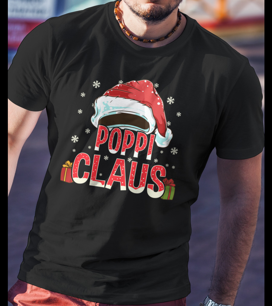 Poppi Claus Santa Hat Snowflakes Christmas Gifts T-Shirt