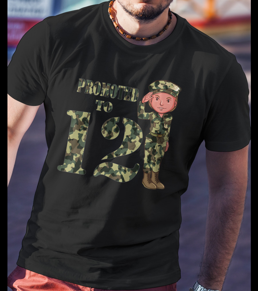 Promoted To 12 Camouflage Salute Birthday T-Shirt