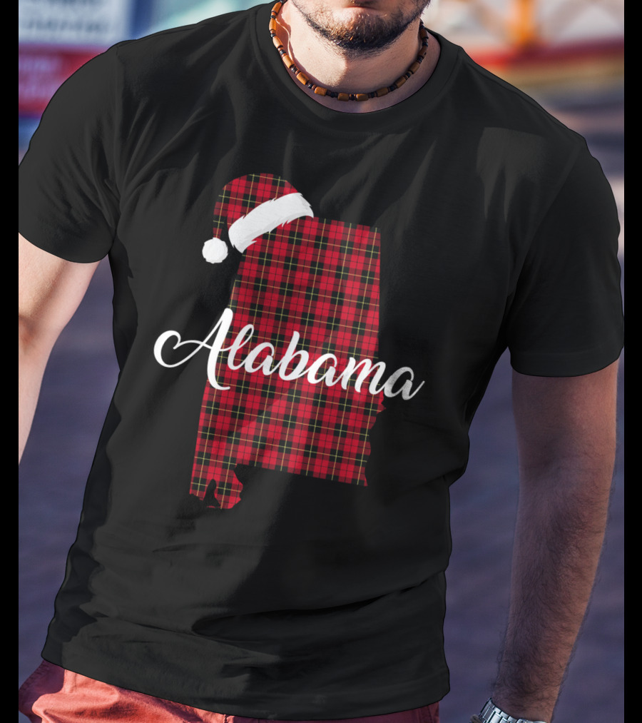 Alabama Santa Hat Red Buffalo Royal Stewart Tartan T-Shirt