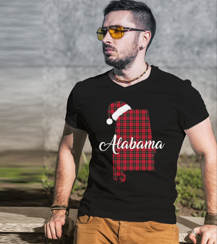 Alabama Santa Hat Red Buffalo Royal Stewart Tartan T-Shirt