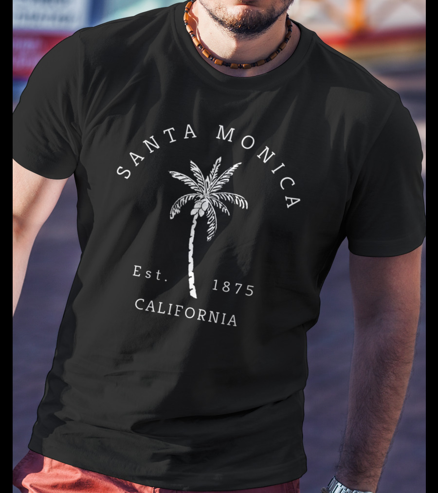 Santa Monica California Est. 1875 Palm Tree Retro Cool T-Shirt
