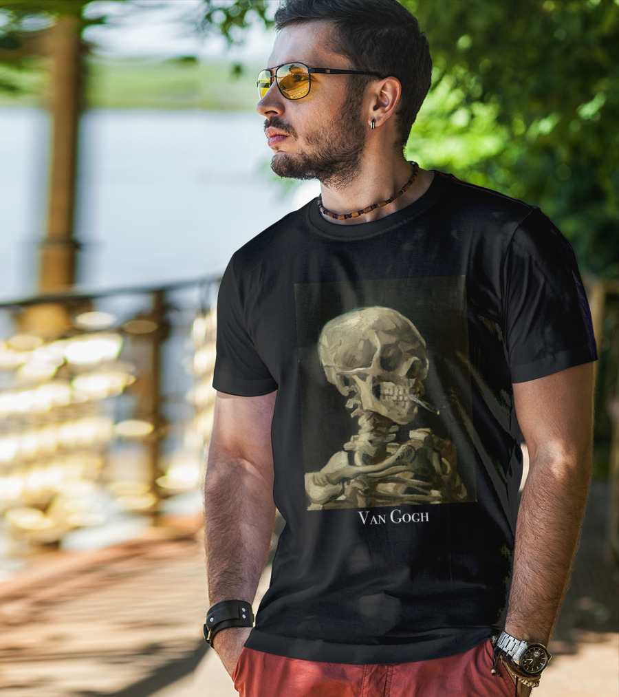 Rockstar Van Gogh Skull Smoking Art Collection T-Shirt