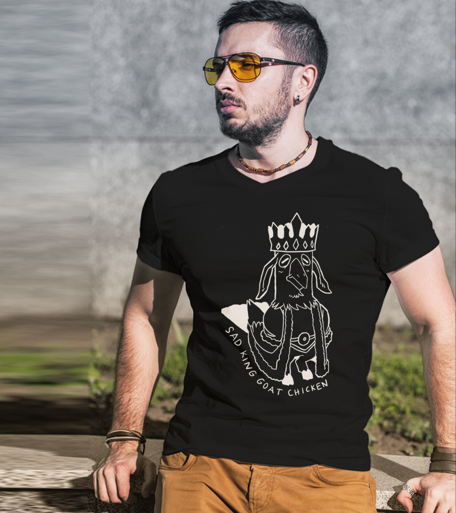 Sad King Goat Chicken Crowned Royalty T-Shirt