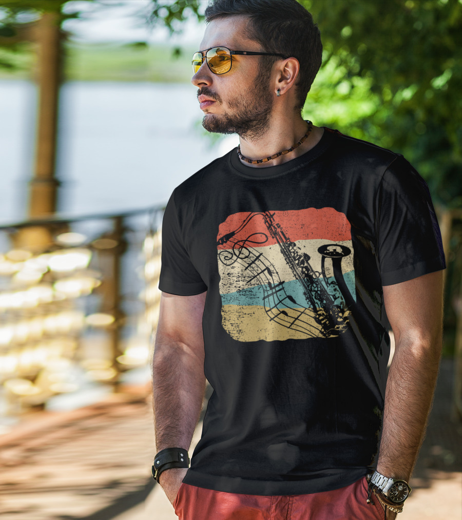 Saxophone Player Jazz Music 70s T-Shirt