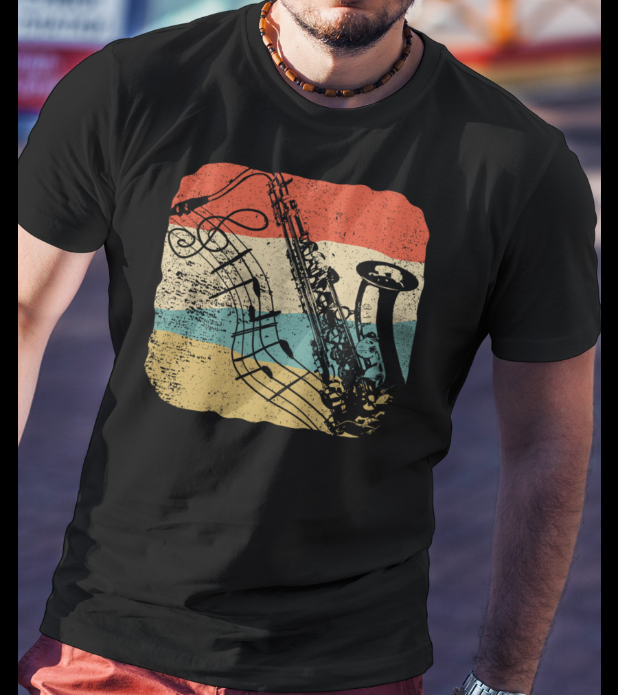 Saxophone Player Jazz Music 70s T-Shirt