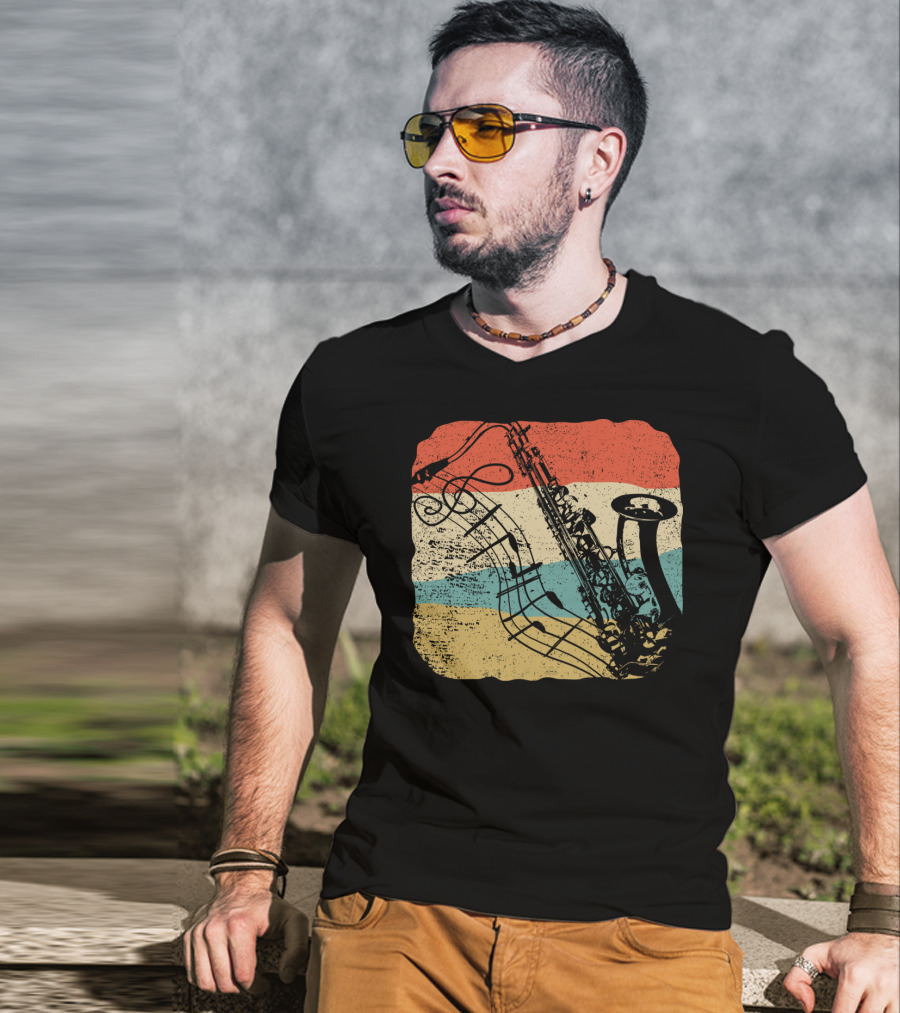 Saxophone Player Jazz Music 70s T-Shirt
