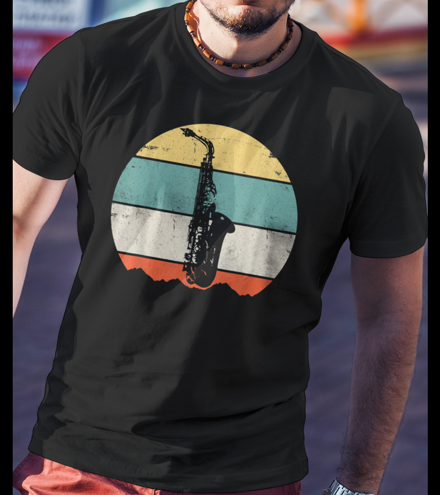Retro Sunset Saxophone T-Shirt