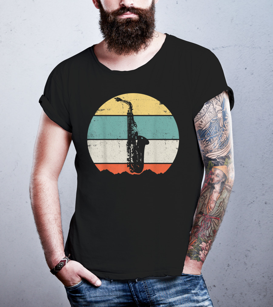 Retro Sunset Saxophone T-Shirt